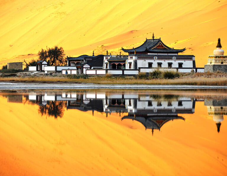 Badain Jaran Temple, a Tibetan monastery in deep Badain Jaran Desert