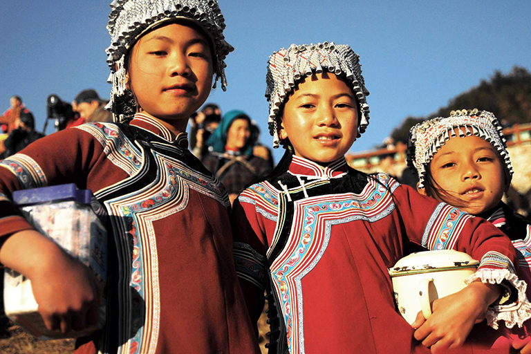 Local Hani Children in Yuanyang County 