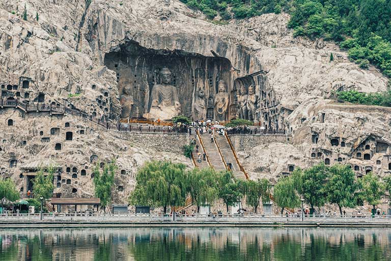 Longmen Grottoes Scenery from Opposite Riverside