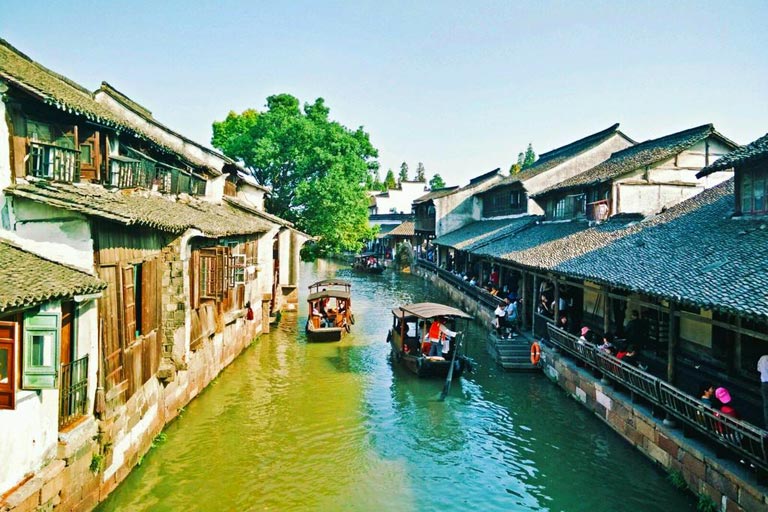 Leisure Boating at Western Scenic Area of Wuzhen