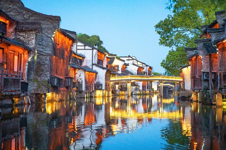 Wuzhen Water Town West Night Scenery