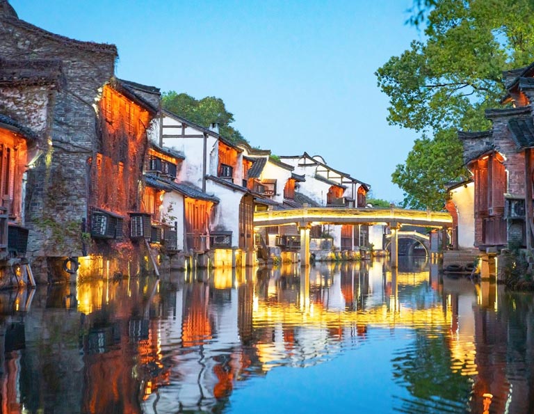 Wuzhen Water Town West Night Scenery